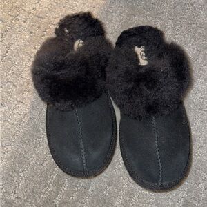UGG kids Black Shearling Slip-Ons
